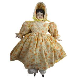 Vintage, 17 Inch Tall, China Head Doll in Floral Dress